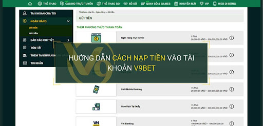 Cách nạp tiền vào V9BET