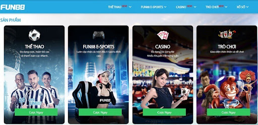 Đa dạng các trò chơi cá cược tại nhà cái Fun88