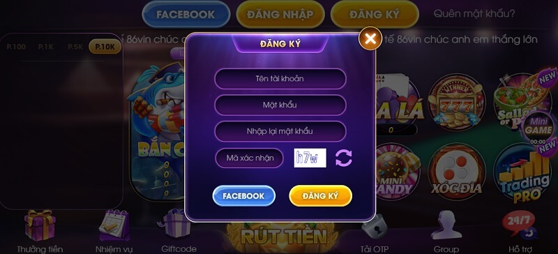 Điền đầy đủ 4 mục để trống khi đăng ký tài khoản